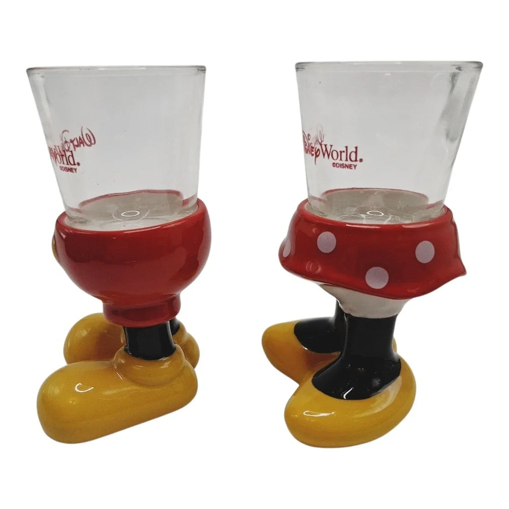 VTG Pair‎ Of Minnie and Mickey Mouse Shot Glasses Legs Feet Shoes WDW EXCLUSIVE